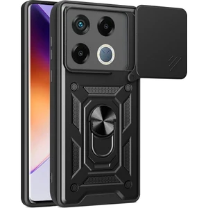 Infinix Gt 20 Pro Uyumlu Kılıf Pars Sürgülü Kamera Korumalı Yüzüklü Sert Silikon Siyah