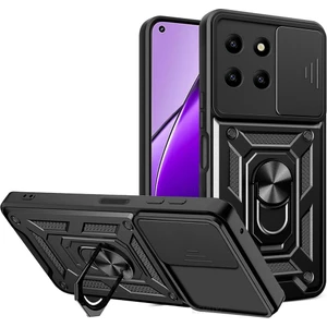 Realme 11 4g Uyumlu Kılıf Pars Sürgülü Kamera Korumalı Yüzüklü Sert Silikon Siyah