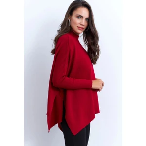 Kadın Kırmızı Yırtmaçlı Triko Bluz MSMT2262