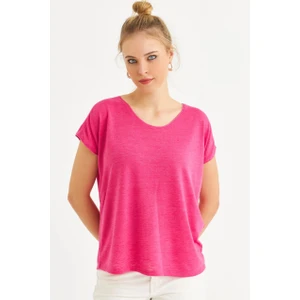 Kadın Fuşya Basic Bluz AYD410