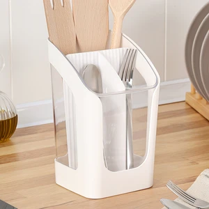 3 Bölmeli Tezgah Üstü Kaşıklık - Çıkarılabilir Bölmeli Kaşık Bıçak Standı Mutfak Organizer Beyaz