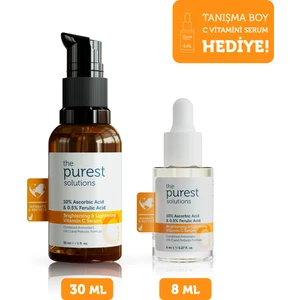 The Purest Solutions Canlandırıcı ve Antioksidan Etkili  C Vitamini Serum Seti: 30 ml Serum + 8 ml Tanışma  Boy
