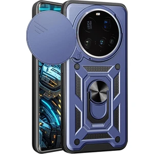 Xiaomi 15 Ultra Uyumlu Kılıf Pars Sürgülü Kamera Korumalı Yüzüklü Sert Silikon Lacivert