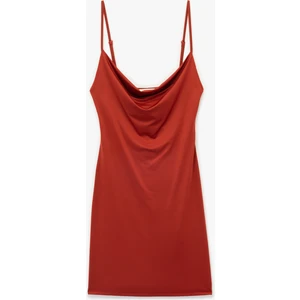 Degaje Yaka Askılı Mini Elbise