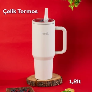 17238 Colte V2 Paslanmaz Çelik Sporcu Termos Bardak Matara Beyaz 1,2 Lt