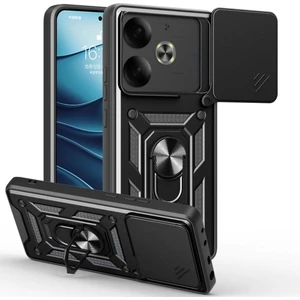 Tecno Pova 6 Uyumlu Kılıf Pars Sürgülü Kamera Korumalı Yüzüklü Sert Silikon Siyah