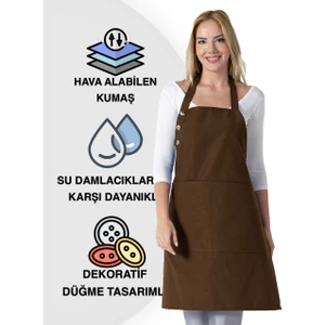 Boyunayarlı, Sugeçirmez, Ceplişef,aşçı,mutfak Önlüğü,cafe,barista,kahverengi Önlük,kuaför,ressam ve Çiçekçi Önlükleri