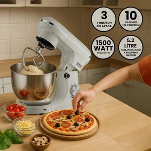 Kitchen Helper PV-4700 1500W-5.2 Litre -10 Kademe Hız Ayarı Stand Mikser Hamur Yoğurma Makinesi Krem