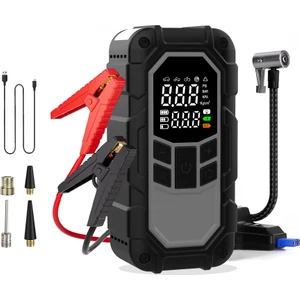 Taşınabilir 8000MAH Şarjlı Auhma LED Işıklı Acil Durum Akü Takviyeli Araç, Motosiklet, Bisiklet, Top Şişirme Pompası Hava Kompresörü