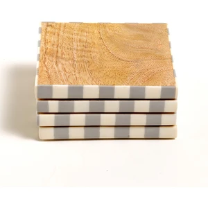 Nohar Mango Ağacı Bardak Altlığı 10X10X4 cm Natural - Grı