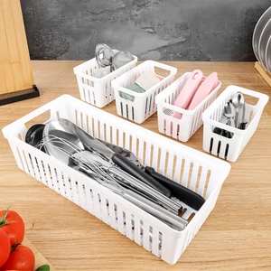 5 Parça Modüler Kaşıklık Seti - Çok Amaçlı Çekmece Içi Düzenleyici Mutfak Organizer Kepçelik Beyaz