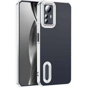 Redmi Note 12S Kılıf Kamera Korumalı Logo Gösteren Mkst Omega Kapak - Gümüş