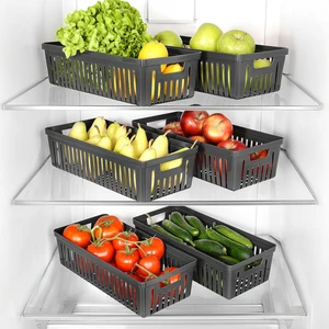 6 Adet Buzdolabı Düzenleyici Sepet - Dolap Içi Meyve Sebze Düzenleyici Organizer Saklama Kabı Siyah
