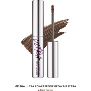 Doğal Görünüm Sağlayan İnce ve Üçgen Fırçalı Kaş Maskaras Ultra Powerproof Brow Mascara (Dark Brown)