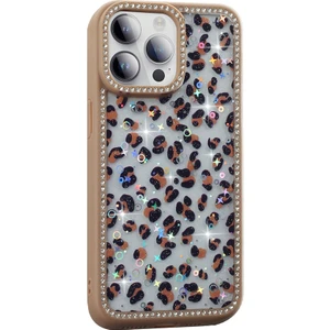 iPhone 14 Pro Uyumlu Kılıf Simli ve Taşlı Dizayn Azra Kapak Gold