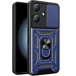 Infinix Hot 30 Play Uyumlu Kılıf Pars Sürgülü Kamera Korumalı Yüzüklü Sert Silikon Lacivert