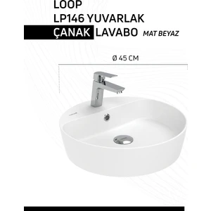 Loop 45CM Masa Üstü Çanak Lavabo Extra Mat Beyaz
