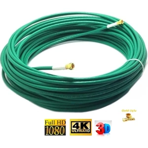 10 Metre Gold Uçlu Rg6/u4 Hazır Anten Kablosu 3D 4K Full Hd 1080 Uyumlu Tak Çalıştır (Yeşil)