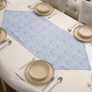 Özel Tasarım Dekoratif Ranforce Pamuklu Kumaş Dekoratif Desenli Buz Mavisi Üçgen Runner 50X150