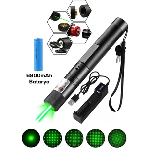 Alfagift Uzun Menzilli Şarjlı Yeşil Lazer Kalem – Yüksek Güçlü ve Çoklu Işık Efektli Pointer