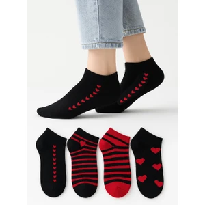 Kaelaurean Pamuklu Dikişsiz 4'lü Desenli Kadın Çorap