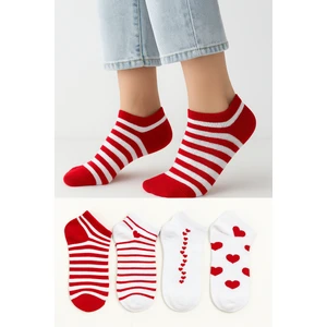 Kaelaurean Pamuklu Dikişsiz 4'lü Desenli Kadın Çorap