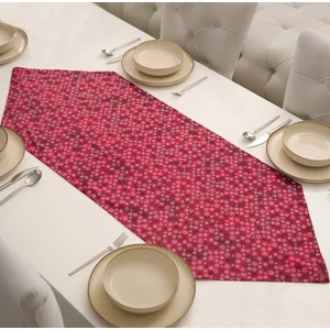 Özel Tasarım Dekoratif Ranforce Pamuklu Kumaş Dekoratif Kar Tanesi Desenli Kırmızı Üçgen Runner 50X150