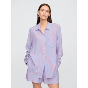 Kadın Açık Lila Keten Karışımı Easy Gömlek