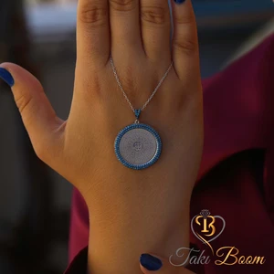 Dualı Kolye Turkuaz Taşlı Allahın 99 İsmi Esmaül Hüsna Gümüş Kolye