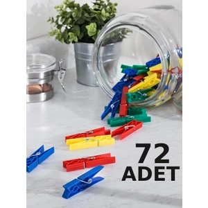 72 Adet Mandal Klasik Çamaşır Mandalı Plastik