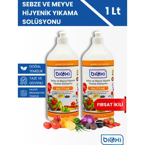 Sebze Meyve Yıkama ve Mutfak Yüzey Hijyen Solüsyon, Doğal ve Kalıntı Bırakmayan Solüsyon (2 Adet 1 Lt)