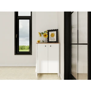 Masifmarket Assos 2 Kapaklı Ayakkabılık / Dolap Marbella Kiraz-Beyaz