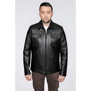 Morata Hakiki Deri Punto Dikişli Erkek Siyah Ceket