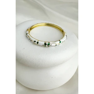 Özel Seri Mineli Taşlı Yonca Detay Kelepçe Bileklik (Çapı:6cm)