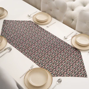 Özel Tasarım Dekoratif Ranforce Pamuklu Kumaş Dekoratif Şeker Desenli Siyah Üçgen Runner 50X150