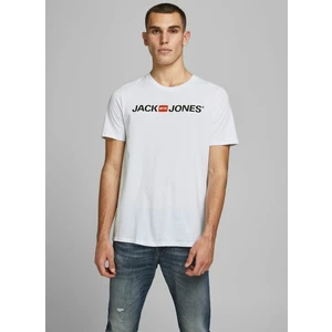 Jack & Jones Bisiklet Yaka Kısa Kol Slim Fit Baskılı %100 Pamuk Beyaz Erkek T-Shirt
