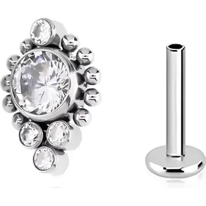F136 Titanyum Zirkon Taşlı Crown Model Tragus Piercing - Helix Piercing