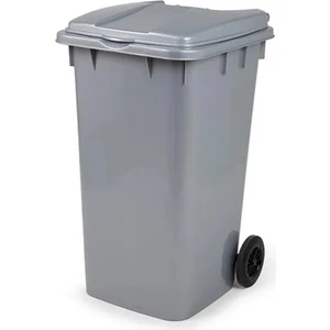 240 Lt Gri Çöp Konteyneri Çöp Kovası Sağlam Isıya Dayanıklı