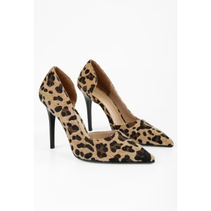 Kadın Massy Leopar Desenli Tüylü Stiletto