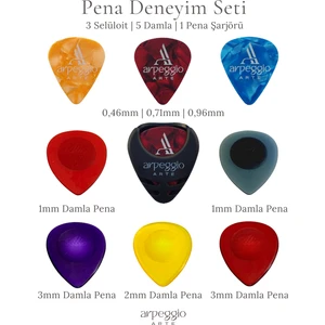 Gitar Pena Deneyim Seti – 3 Selüloid Pena - 5 Damla Pena - Pena Şarjörü Hediyeli