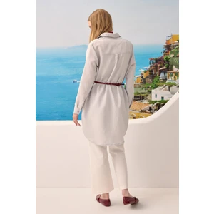 Robası Verev Çizgili Gömlek Soft Gri