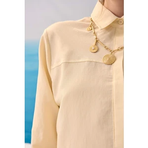 Robası Verev Çizgili Gömlek Vanilya