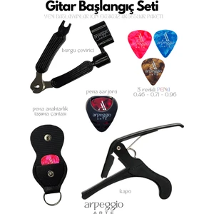 Gitar Başlangıç Seti | Burgu Çevirici, Kapo, 3 Adet Pena, Taşıma Çantası, Pena Şarjörü