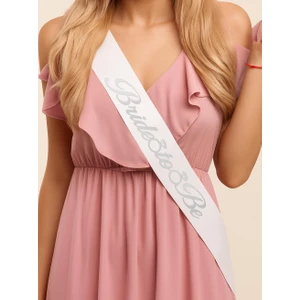 Bride To Be Kuşak Bekarlığa Veda Parti Aksesuarı Beyaz Üzeri Gümüş Yazılı