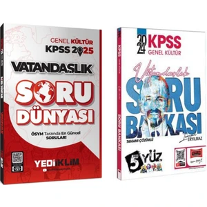Yediiklim Yayınları 2025 KPSS Genel Kültür Bumerang Vatandaşlık Tamamı Çözümlü Soru Bankası ve Yargı Yayınları 2024 KPSS Genel Kültür 5Yüz Vatandaşlık Tamamı Çözümlü Soru Bankası
