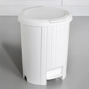 Bas Aç Kapaklı Çöp Kovası - Click Kapak Pedallı Çöp Kovası Banyo Mutfak Çöp Kovası 12 Litre Beyaz