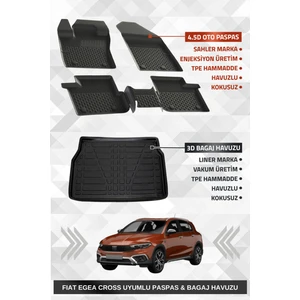 Fıat Egea Cross 2020+ Uyumlu 4.5d Premium Havuzlu Oto Paspas ve Liner Marka 3D Bagaj Havuzu