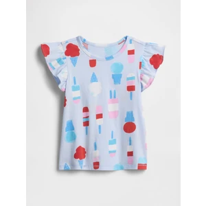 Kız Bebek Bebe Mavisi Fırfır Kollu T-Shirt