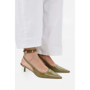 Kadın Kate Yağ Yeşili Cilt Stiletto