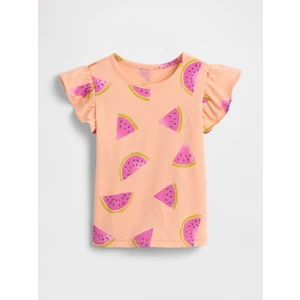 Kız Bebek Turuncu Fırfır Kollu T-Shirt